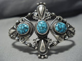 Museum Vintage Native American Jewelry Navajo Blue Wind Turquoise Sterling Silver Bracelet Old-Nativo Arts