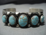 Museum Vintage Native American Jewelry Navajo Cal Martinez #8 Turquoise Sterling Silver Bracelet Old-Nativo Arts
