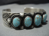 Museum Vintage Native American Jewelry Navajo Cal Martinez #8 Turquoise Sterling Silver Bracelet Old-Nativo Arts