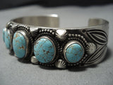 Museum Vintage Native American Jewelry Navajo Cal Martinez #8 Turquoise Sterling Silver Bracelet Old-Nativo Arts