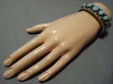 Museum Vintage Native American Jewelry Navajo Cal Martinez #8 Turquoise Sterling Silver Bracelet Old-Nativo Arts