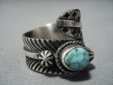 Museum Vintage Native American Jewelry Navajo Carico Lake Turquoise Twist Sterling Silver Ring Old-Nativo Arts