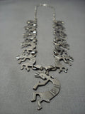 Museum Vintage Native American Jewelry Navajo Dancing Kokopelli Sterling Silver Charm Necklace Old-Nativo Arts