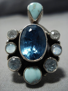 Museum Vintage Native American Jewelry Navajo Dry Creek Turquoise Sterling Silver Ring Huge-Nativo Arts