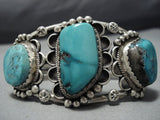Museum Vintage Native American Jewelry Navajo Fox Turquoise Sterling Silver Bracelet Cuff Old-Nativo Arts