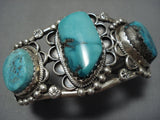 Museum Vintage Native American Jewelry Navajo Fox Turquoise Sterling Silver Bracelet Cuff Old-Nativo Arts