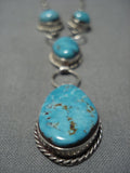 Museum Vintage Native American Jewelry Navajo Fox Turquoise Sterling Silver Necklace Old-Nativo Arts
