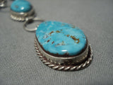 Museum Vintage Native American Jewelry Navajo Fox Turquoise Sterling Silver Necklace Old-Nativo Arts