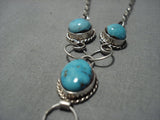 Museum Vintage Native American Jewelry Navajo Fox Turquoise Sterling Silver Necklace Old-Nativo Arts