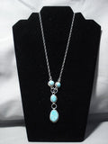 Museum Vintage Native American Jewelry Navajo Fox Turquoise Sterling Silver Necklace Old-Nativo Arts