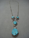 Museum Vintage Native American Jewelry Navajo Fox Turquoise Sterling Silver Necklace Old-Nativo Arts