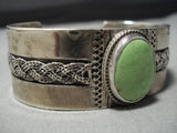 Museum Vintage Native American Jewelry Navajo Gaspeite Sterling Silver Bracelet Cuff Old-Nativo Arts