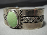 Museum Vintage Native American Jewelry Navajo Gaspeite Sterling Silver Bracelet Cuff Old-Nativo Arts