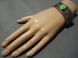 Museum Vintage Native American Jewelry Navajo Gaspeite Sterling Silver Bracelet Cuff Old-Nativo Arts