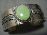 Museum Vintage Native American Jewelry Navajo Gaspeite Sterling Silver Bracelet Cuff Old-Nativo Arts