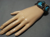 Museum Vintage Native American Jewelry Navajo Gilbert Turquoise Sterling Silver Cuff Bracelet-Nativo Arts