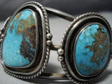 Museum Vintage Native American Jewelry Navajo Gilbert Turquoise Sterling Silver Cuff Bracelet-Nativo Arts