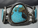 Museum Vintage Native American Jewelry Navajo Gilbert Turquoise Sterling Silver Cuff Bracelet-Nativo Arts
