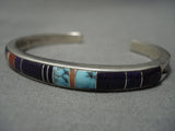 Museum Vintage Native American Jewelry Navajo Gloria Livingston Turquise Inlay Sterling Silver Bracelet-Nativo Arts