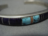 Museum Vintage Native American Jewelry Navajo Gloria Livingston Turquise Inlay Sterling Silver Bracelet-Nativo Arts
