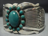 Museum Vintage Native American Jewelry Navajo Green Turquoise Concho Sterling Silver Bracelet-Nativo Arts