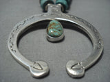Museum Vintage Native American Jewelry Navajo Green Turquoise Sterling Silver Necklace-Nativo Arts