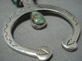 Museum Vintage Native American Jewelry Navajo Green Turquoise Sterling Silver Necklace-Nativo Arts