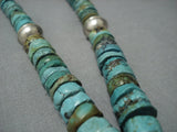 Museum Vintage Native American Jewelry Navajo Green Turquoise Sterling Silver Necklace-Nativo Arts