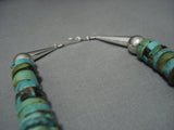 Museum Vintage Native American Jewelry Navajo Green Turquoise Sterling Silver Necklace-Nativo Arts