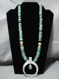 Museum Vintage Native American Jewelry Navajo Green Turquoise Sterling Silver Necklace-Nativo Arts