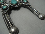 Museum Vintage Native American Jewelry Navajo Green Turquoise Sterling Silver Squash Blossom Necklace-Nativo Arts