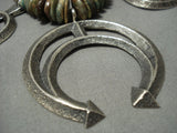 Museum Vintage Native American Jewelry Navajo Green Turquoise Sterling Silver Squash Blossom Necklace-Nativo Arts