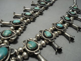 Museum Vintage Native American Jewelry Navajo Green Turquoise Sterling Silver Squash Blossom Necklace-Nativo Arts