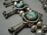 Museum Vintage Native American Jewelry Navajo Green Turquoise Sterling Silver Squash Blossom Necklace-Nativo Arts