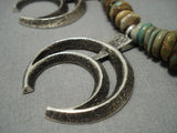 Museum Vintage Native American Jewelry Navajo Green Turquoise Sterling Silver Squash Blossom Necklace-Nativo Arts