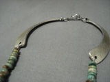 Museum Vintage Native American Jewelry Navajo Green Turquoise Sterling Silver Squash Blossom Necklace-Nativo Arts