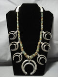 Museum Vintage Native American Jewelry Navajo Green Turquoise Sterling Silver Squash Blossom Necklace-Nativo Arts