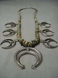 Museum Vintage Native American Jewelry Navajo Green Turquoise Sterling Silver Squash Blossom Necklace-Nativo Arts