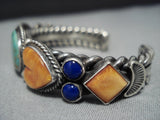 Museum Vintage Native American Jewelry Navajo High Grde Natural Green Turquoise Sterling Silver Bracelet-Nativo Arts