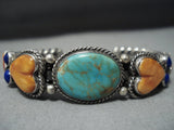 Museum Vintage Native American Jewelry Navajo High Grde Natural Green Turquoise Sterling Silver Bracelet-Nativo Arts
