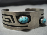 Museum Vintage Native American Jewelry Navajo Hopi Blue Wind Turquoise Sterling Silver Cuff Bracelet-Nativo Arts