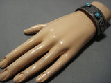 Museum Vintage Native American Jewelry Navajo Hopi Blue Wind Turquoise Sterling Silver Cuff Bracelet-Nativo Arts