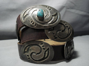 Museum Vintage Native American Jewelry Navajo Hopi Turquoise Sterling Silver Concho Belt Old-Nativo Arts