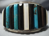 Museum Vintage Native American Jewelry Navajo Hopi Turquoise Sterling Silver Cuff Bracelet Old-Nativo Arts