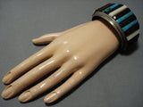Museum Vintage Native American Jewelry Navajo Hopi Turquoise Sterling Silver Cuff Bracelet Old-Nativo Arts