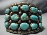 Museum Vintage Native American Jewelry Navajo Huge Green Turquoise Sterling Silver Bracelet-Nativo Arts