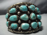 Museum Vintage Native American Jewelry Navajo Huge Green Turquoise Sterling Silver Bracelet-Nativo Arts