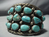 Museum Vintage Native American Jewelry Navajo Huge Green Turquoise Sterling Silver Bracelet-Nativo Arts