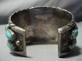 Museum Vintage Native American Jewelry Navajo Huge Green Turquoise Sterling Silver Bracelet-Nativo Arts