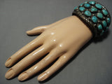 Museum Vintage Native American Jewelry Navajo Huge Green Turquoise Sterling Silver Bracelet-Nativo Arts